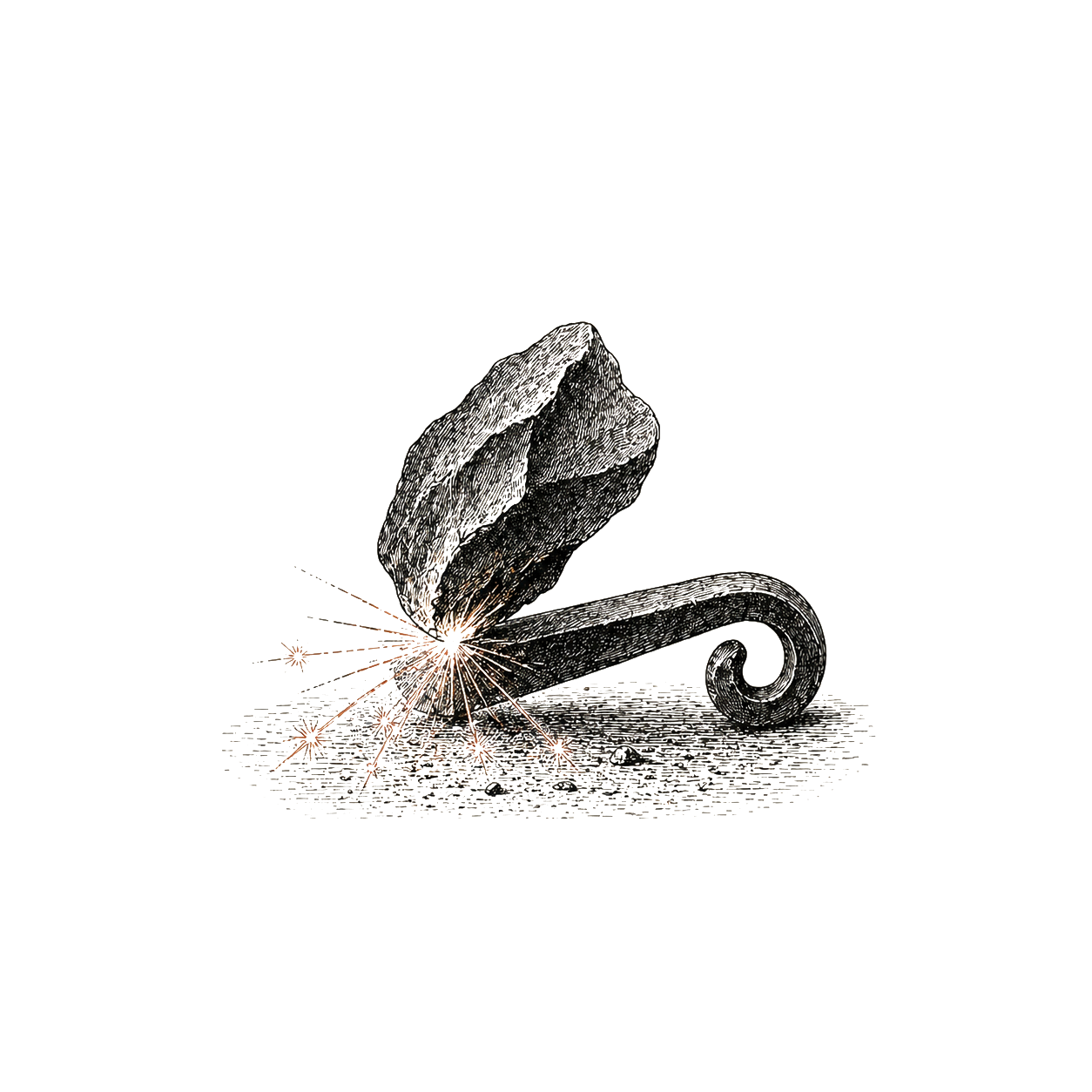 Spark &ndash; flint and steel, symbol of the igniting moment